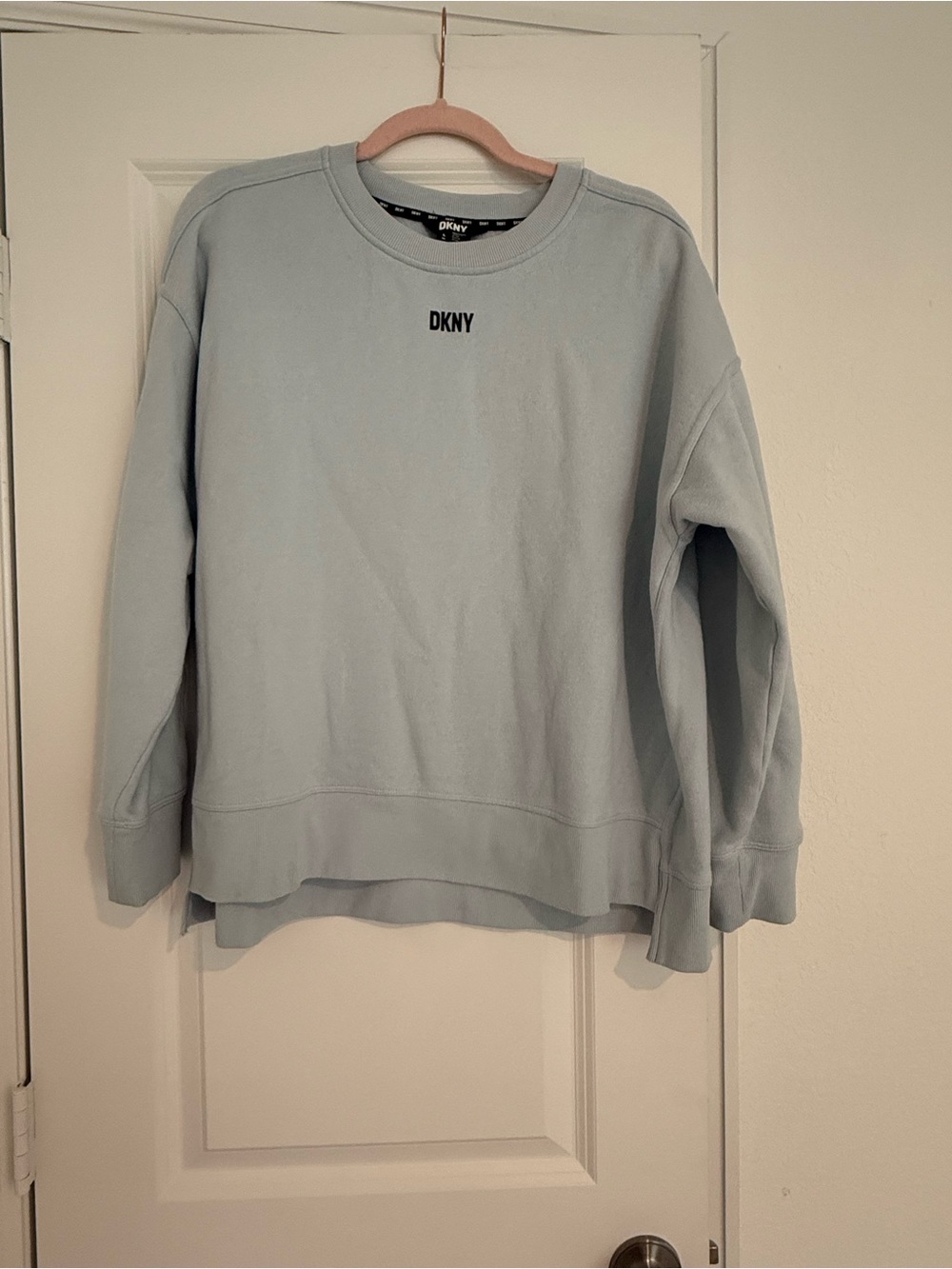 DKNY Pale Blue Crewneck Sweatshirt with Center Logo